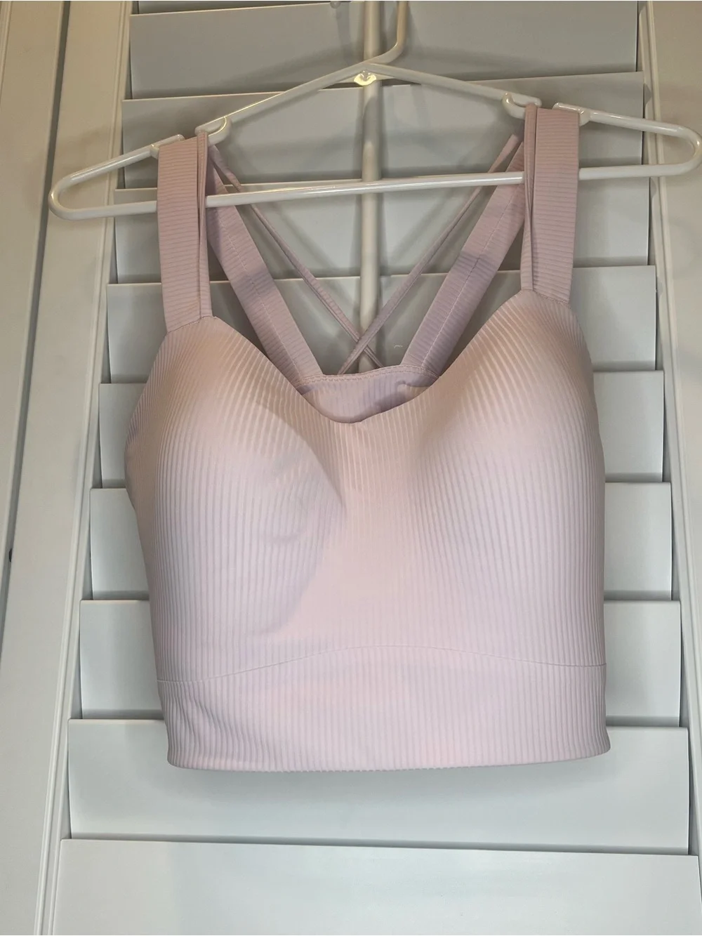 Women’s Lululemon like a cloud longline Ribbed Meadowsweet Pink Sports Bra Top